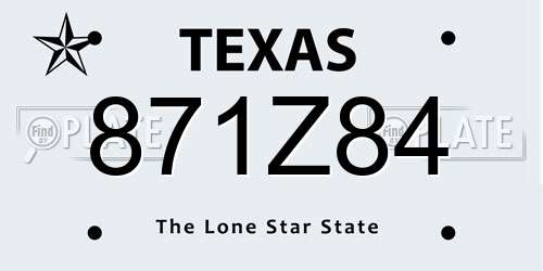 871Z84 Texas License Plate