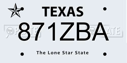 871ZBA Texas License Plate