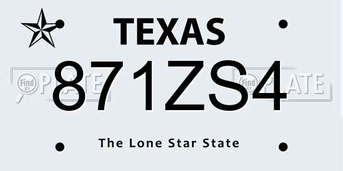 871ZS4 Texas License Plate