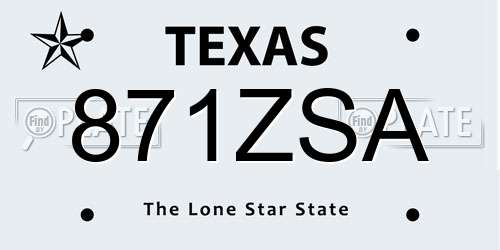 871ZSA Texas License Plate