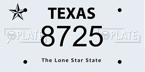 8725 Texas License Plate