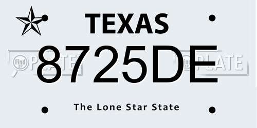 8725DE Texas License Plate