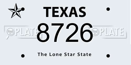 8726 Texas License Plate