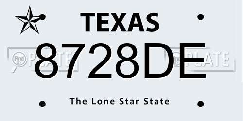 8728DE Texas License Plate