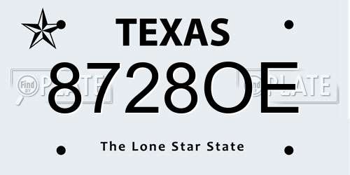8728OE Texas License Plate