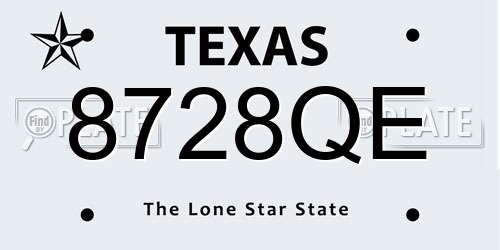 8728QE Texas License Plate