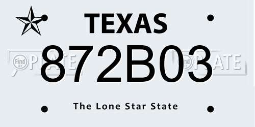 872B03 Texas License Plate