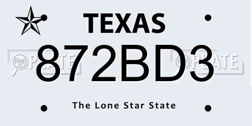 872BD3 Texas License Plate