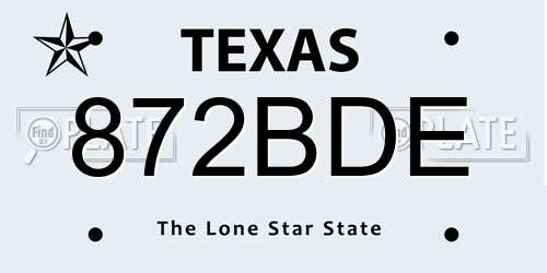 872BDE Texas License Plate