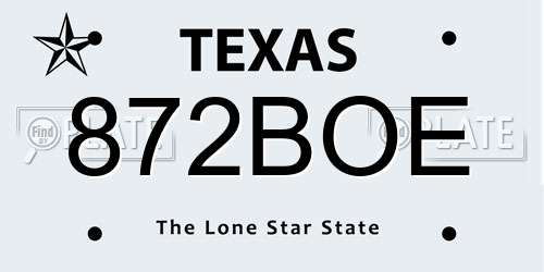 872BOE Texas License Plate