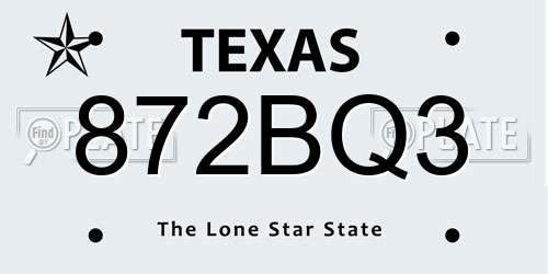 872BQ3 Texas License Plate