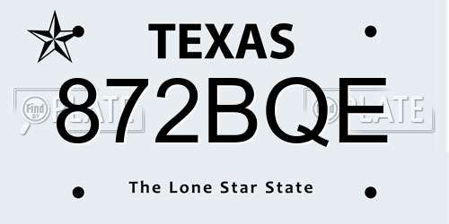 872BQE Texas License Plate