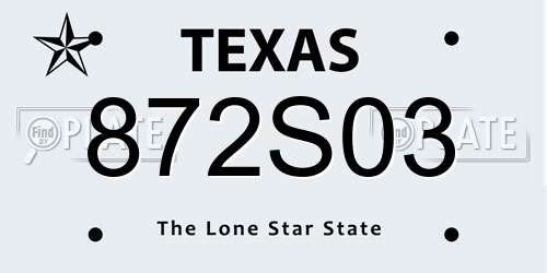 872S03 Texas License Plate