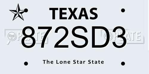 872SD3 Texas License Plate