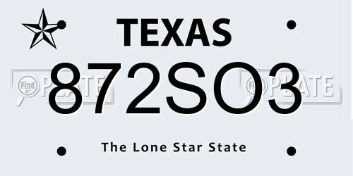 872SO3 Texas License Plate