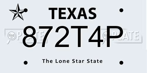 872T4P Texas License Plate