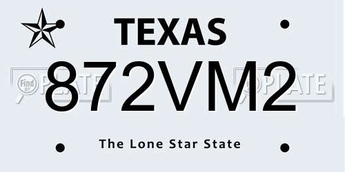872VM2 Texas License Plate