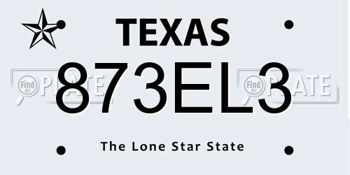 873EL3 Texas License Plate