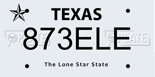 873ELE Texas License Plate