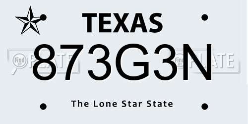 873G3N Texas License Plate