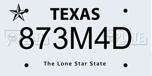 873M4D Texas License Plate