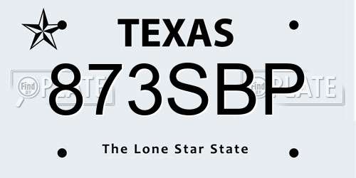 873SBP Texas License Plate