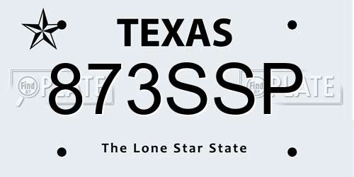 873SSP Texas License Plate