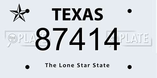 87414 Texas License Plate