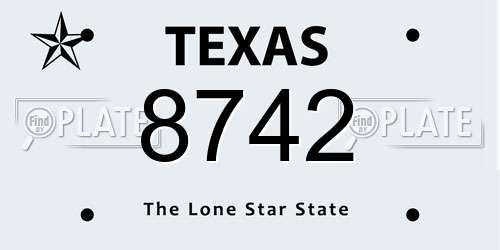 8742 Texas License Plate