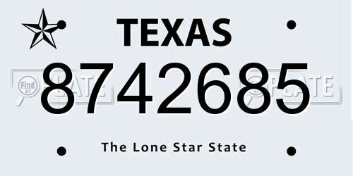 8742685 Texas License Plate