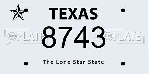 8743 Texas License Plate