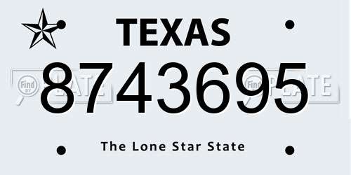 8743695 Texas License Plate