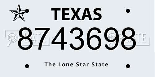 8743698 Texas License Plate