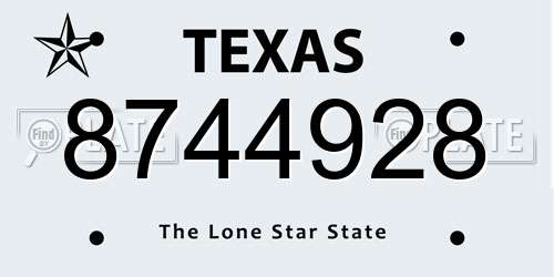 8744928 Texas License Plate