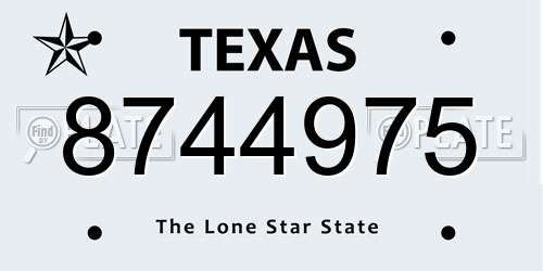 8744975 Texas License Plate