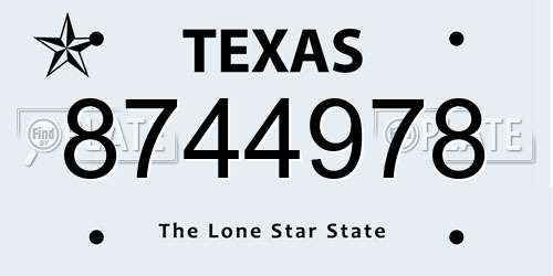 8744978 Texas License Plate