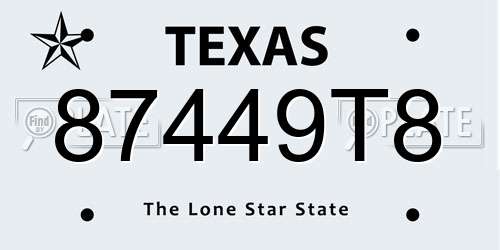 87449T8 Texas License Plate