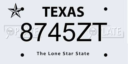 8745ZT Texas License Plate