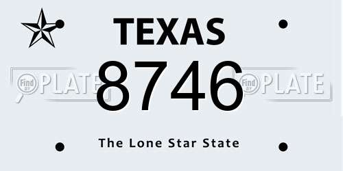 8746 Texas License Plate
