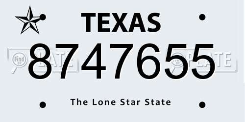 8747655 Texas License Plate