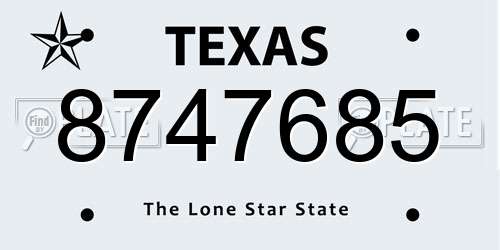 8747685 Texas License Plate