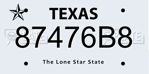 87476B8 Texas License Plate