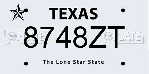 8748ZT Texas License Plate