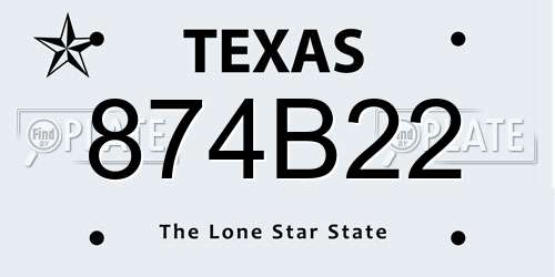 874B22 Texas License Plate