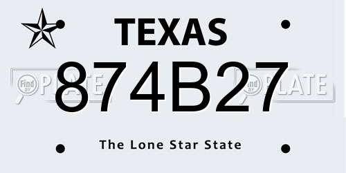 874B27 Texas License Plate