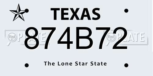 874B72 Texas License Plate