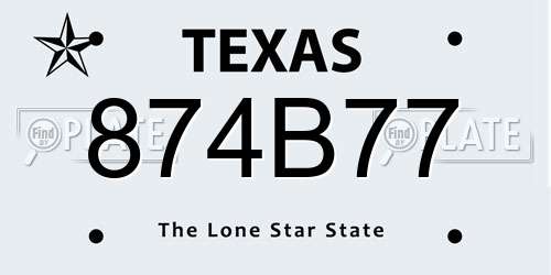874B77 Texas License Plate