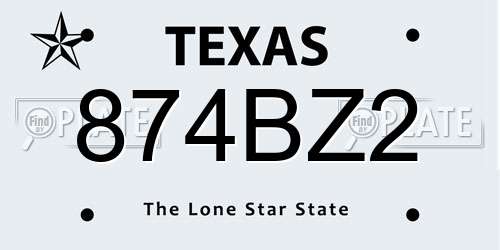 874BZ2 Texas License Plate