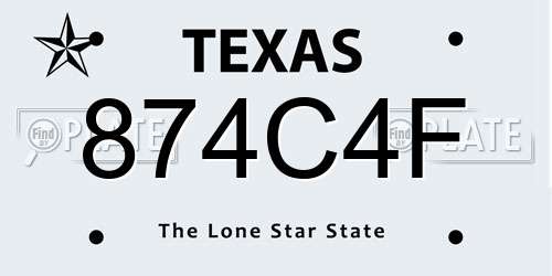874C4F Texas License Plate