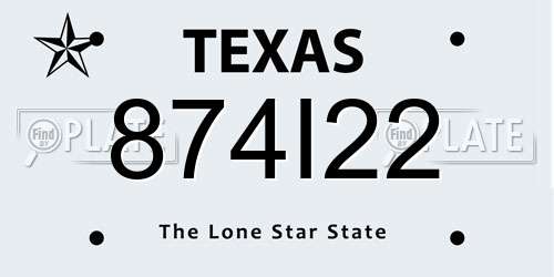 874I22 Texas License Plate